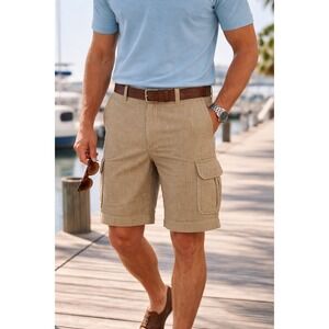 Berle Kannon's Seersucker Cargo Shorts Mens Vintage Stripe Preppy 38x10